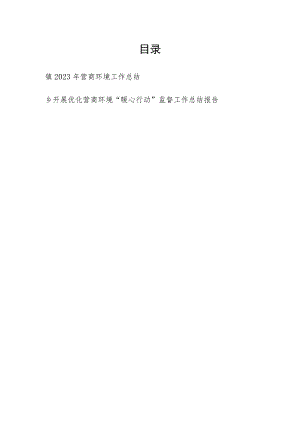 乡镇2023年营商环境工作总结和开展优化营商环境“暖心行动”监督工作总结报告.docx
