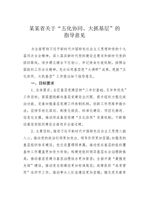 某某省关于“五化协同、大抓基层”的指导意见.docx
