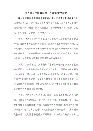 深入学习主题教育的三个维度党课范文.docx
