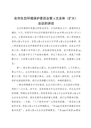 在市生态环境保护委员会第x次全体（扩大）会议的讲话.docx