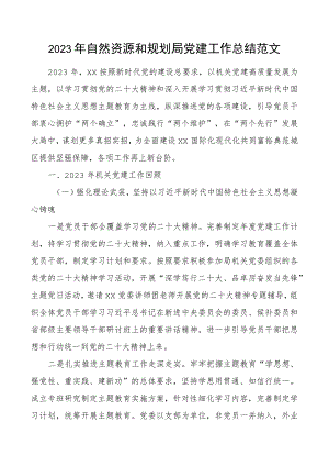 2023年自然资源和规划局党建工作总结范文.docx