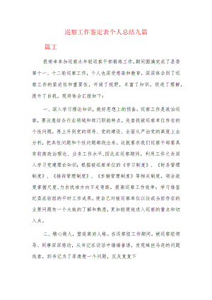 巡察工作鉴定表个人总结九篇.docx