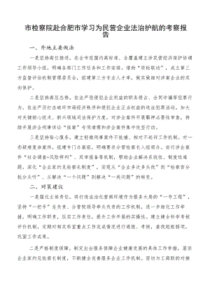 市检察院赴合肥市学习为民营企业法治护航的考察报告.docx