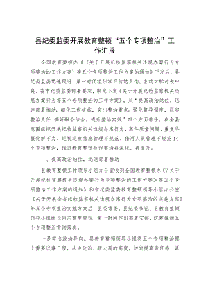 县纪委监委开展教育整顿“五个专项整治”工作汇报.docx