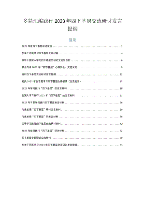 多篇汇编践行2023年四下基层交流研讨发言提纲.docx