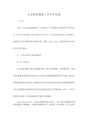 失业保险稽核工作半年总结.docx