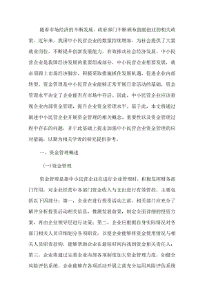 关于中小民营企业资金管理存在的问题及对策探索与分析报告.docx