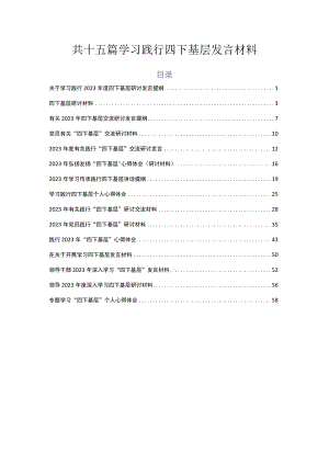 共十五篇学习践行四下基层发言材料.docx