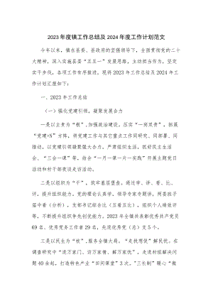 2023年度镇工作总结及2024年度工作计划范文.docx
