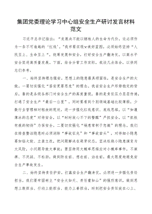 集团理论学习中心组安全生产研讨发言材料公司心得体会.docx