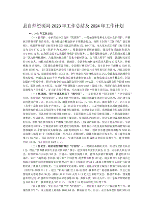 县自然资源局2023年工作总结及2024年工作计划.docx