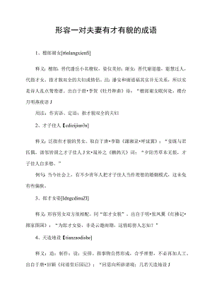 形容一对夫妻有才有貌的成语.docx