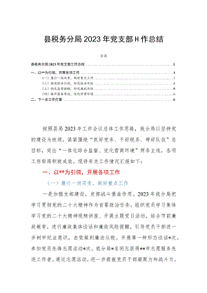 县税务分局2023年党支部工作总结.docx