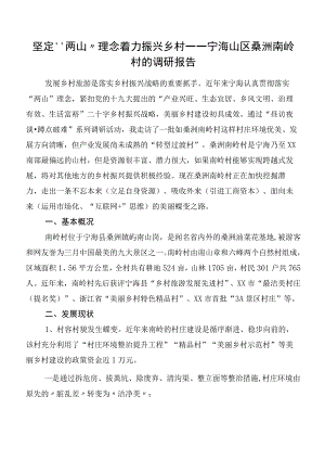 坚定“两山”理念着力振兴乡村——宁海山区桑洲南岭村的调研报告.docx