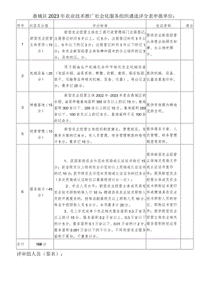 鼎城区2023年农业技术推广社会化服务组织遴选评分表申报单位.docx