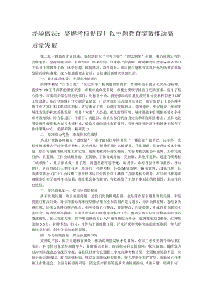 经验做法：亮牌考核促提升 以主题教育实效推动高质量发展.docx