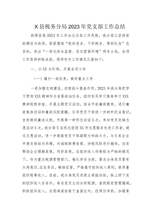X县税务分局2023年党支部工作总结.docx