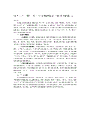 镇“三不一慢一乱”专项整治行动开展情况的报告 .docx