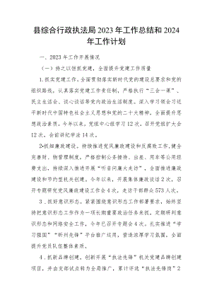 某县综合行政执法局2023-2024年度工作总结下一年工作计划.docx