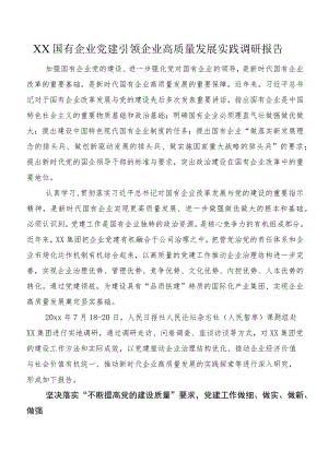 XX国有企业党建引领企业高质量发展实践调研报告.docx