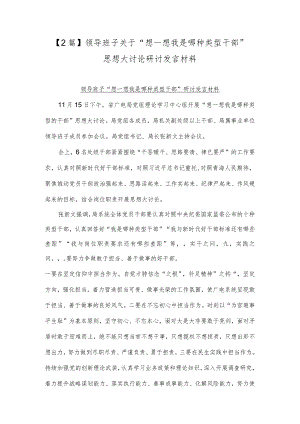 【2篇】领导班子关于“想一想我是哪种类型干部”思想大讨论研讨发言材料.docx