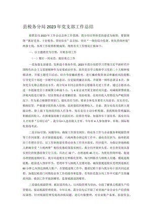 县税务分局2023年党支部工作总结.docx