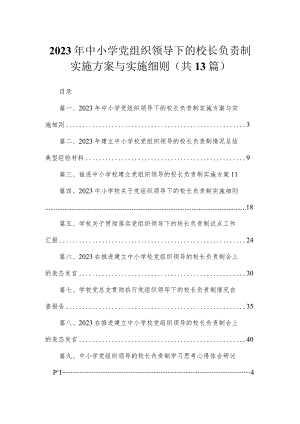2023年中小学党组织领导下的校长负责制实施方案与实施细则（共13篇）.docx