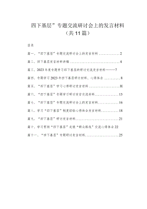 （11篇）“四下基层”专题交流研讨会上的发言材料范文.docx