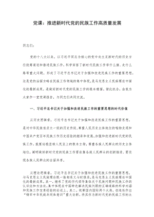 党课：推进新时代党的民族工作高质量发展.docx