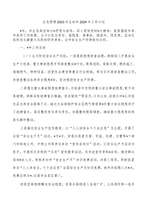 应急管理2023年总结和2024年工作计划.docx