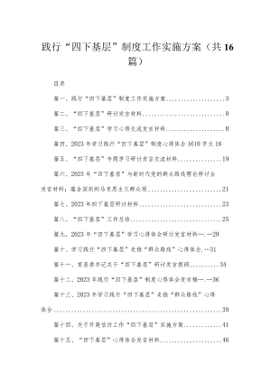 践行“四下基层”制度工作实施方案（共16篇）.docx