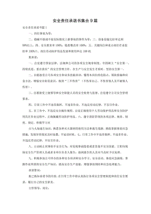 安全责任承诺书集合9篇.docx