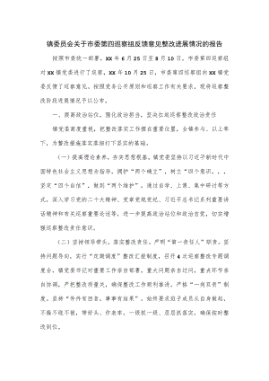 镇委员会关于市委第四巡察组反馈意见整改进展情况的报告.docx