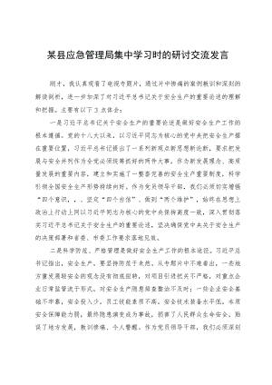 某县应急管理局集中学习时的研讨交流发言.docx