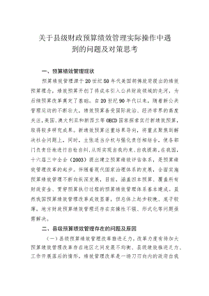 关于县级财政预算绩效管理实际操作中遇到的问题及对策思考.docx