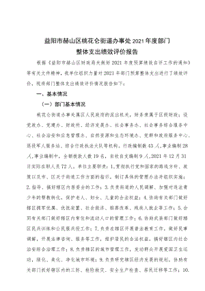 益阳市赫山区桃花仑街道办事处2021年度部门整体支出绩效评价报告.docx