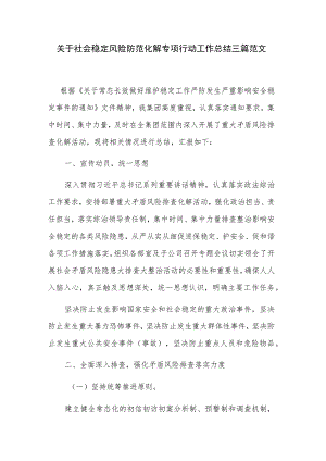 关于社会稳定风险防范化解专项行动工作总结三篇范文.docx