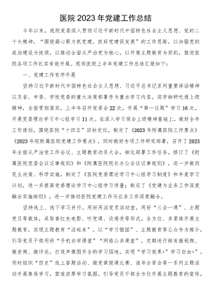 医院2023年党建工作总结.docx