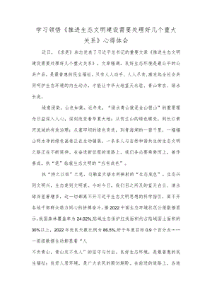 学习领悟《推进生态文明建设需要处理好几个重大关系》心得体会.docx