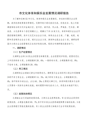 市文化体育和娱乐业发展情况调研报告.docx