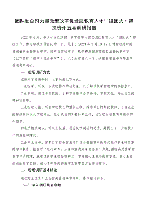 团队融合聚力量微型改革促发展教育人才“组团式”帮扶贵州五县调研报告.docx