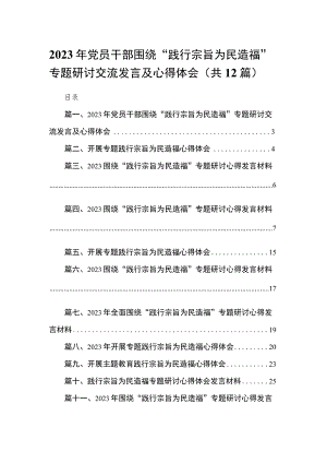 （12篇）2023年党员干部围绕“践行宗旨为民造福”专题研讨交流发言及心得体会范文.docx