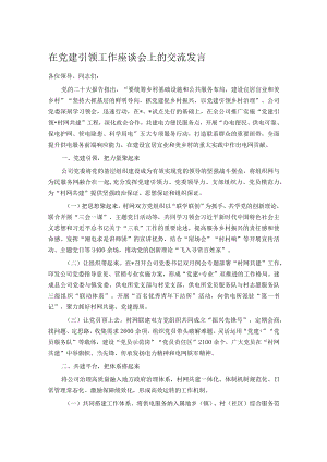 在党建引领工作座谈会上的交流发言.docx