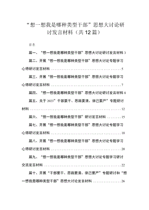 “想一想我是哪种类型干部”思想大讨论研讨发言材料范文【12篇精选】供参考.docx