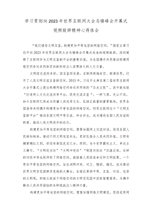 （3篇）2023年学习向世界互联网大会乌镇峰会开幕式视频致辞精神心得体会.docx
