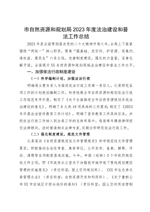 市自然资源和规划局2023年度法治建设和普法工作总结.docx