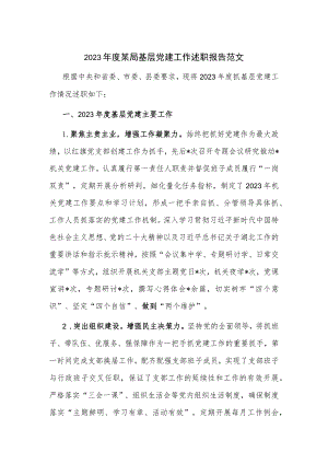 2023年度某局基层党建工作述职报告范文.docx