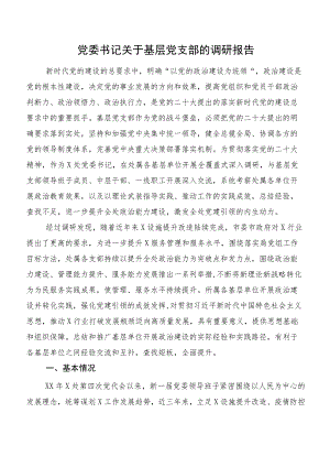 党委书记关于基层党支部的调研报告.docx