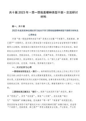 共十篇2023年“想一想我是哪种类型干部”交流研讨材料.docx