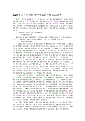 2023年国有企业经营管理工作开展情况报告.docx